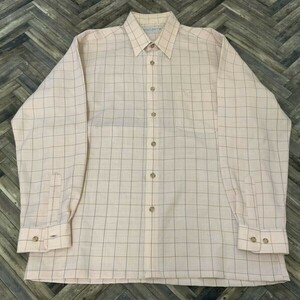 ヤM1149 ベージュ チェック柄 L　Lyle & Scott　長袖　シャツ