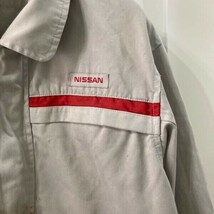 ya199 NISSAN 長袖フルジップアップジャケット ユニフォームウエア 作業着 グレー メンズ M_画像4