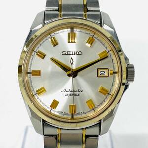 H648-Z14-176 ◎ SEIKO セイコー メカニカル デイト 自動巻き 稼動 3針 メンズ 腕時計 6R15-00H0 裏スケ 時計 シルバー ゴールドカラー ④