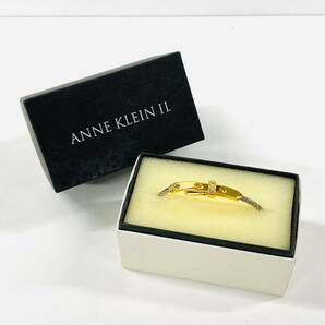 E643-Z14-130 ◎ ANNE KLEIN II. アンクライン ツー ストーン付き ワイヤーロープ ブレスレット バングル 箱付き アクセサリー ④の画像1