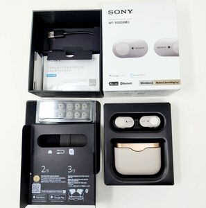 【美品・バッテリー良好】SONY WF-1000XM3 プラチナシルバー ワイヤレスノイズキャンセリングイヤホン