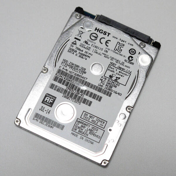 送料無料!【中古】MacOS 10.7.5 Lion入り 2.5inch HDD/320GB HGST(日立)製 追跡可能ネコポス/ゆうパケット発送