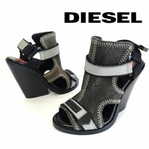 美品！DIESEL ディーゼル ブラックデニム ベルト サンダル 23cm