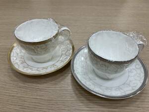 #20258 WEDGWOOD ウェッジウッド カップ&ソーサー セレスティアル プラチナ＆ゴールド 2客セット 箱無し 未使用保管品 