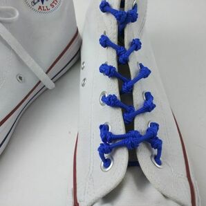 結ばない靴紐 ゴム 伸縮素材 ブルー 75cm ジョギング ウォーキング キッズの画像2
