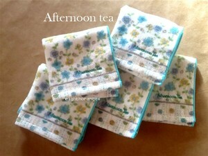 新品◆アフタヌーンティー◆●Afternoon Tea◆タオルハンカチ◆5枚◆小花模様◆ドロップ◆ドット◆水玉◆グリーン◆