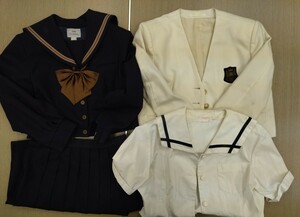  Okayama prefecture [ Okayama south senior high school ] woman uniform 155B winter clothes top and bottom * white jacket 5 point set (66.54) old model *PRESIDENT