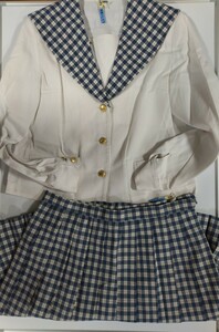 岡山県[就実中学校]女子制服 HANAE MORI ハナエモリ　160A　夏服セーラー服長袖　夏服上下セット(69.54)