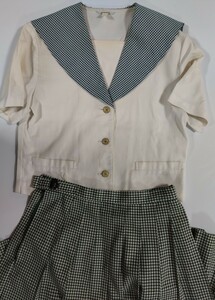 岡山県[就実高等学校]女子制服 HANAE MORI ハナエモリ　160A　夏服上下セット(66.50)　セーラー服