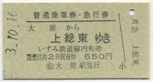 【いすみ鉄道】A型/普通乗車券・急行券 大原から上総東ゆき