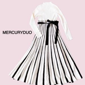 MERCURYDUO マーキュリーデュオ 配色チェンジリブロングスリーブニットワンピース