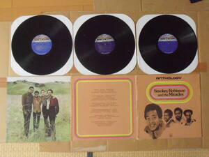 LP Smokey Robinson ＆ The Miracles 「ANTHOLOGY」 輸入盤 3枚組 M793R3 盤3枚とも微かなかすり傷 12pのブックレットに軽いシワ 全41曲