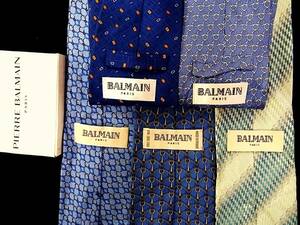 卸価格【５本セット USED５本全良品セット】№2590③■５本全て バルマン【BALMAIN】ネクタイ■KA244G3N