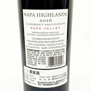 未開栓 古酒 NAPA HIGHLANDS ナパ ハイランズ カベルネ ソーヴィニヨン 2016 赤ワイン 750ml 箱付き [U12718]の画像6