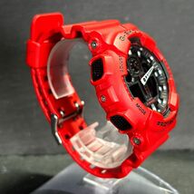 美品 CASIO カシオ G-SHOCK ジーショック GA-100B-4A 腕時計 クオーツ アナデジ 多機能 レッド ステンレススチール メンズ 新品電池交換済_画像5