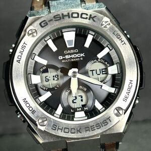 美品 CASIO カシオ G-SHOCK ジーショック G-STEEL ジースチール GST-W130L-1A 腕時計 タフソーラー 電波時計 アナデジ ステンレススチール