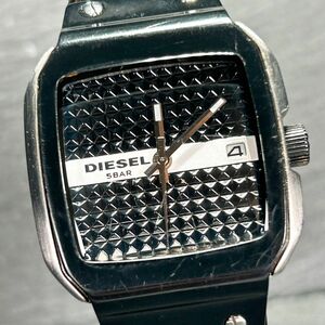 DIESEL ディーゼル DZ-5129 腕時計 クオーツ アナログ 3針 カレンダー ブラック×ホワイト ステンレススチール レザーベルト 電池交換済み
