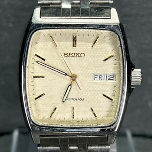 SEIKO セイコー CHRONOS クロノス 5H23-5110 メンズ 腕時計 アナログ クオーツ デイデイト スクエア アイボリー文字盤 シルバー アンチマグ