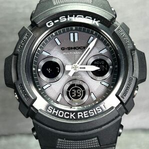 美品 CASIO カシオ G-SHOCK ジーショック AWG-M100B-1A 腕時計 タフソーラー 電波時計 ブラック アナデジ ステンレススチール 動作確認済みの画像3