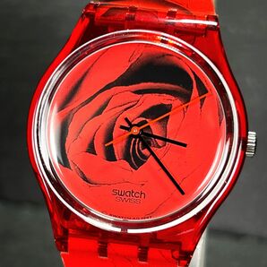 美品 SWATCH スウォッチ THE ROSE ザ ローズ AG1997 腕時計 クオーツ アナログ 3針 スケルトン レッド 薔薇 新品電池交換済み 動作確認済みの画像2