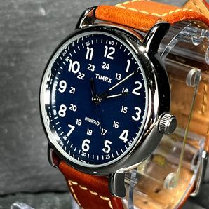 TIMEX タイメックス Weekender ウィークエンダー TW2R42500 腕時計 アナログ クオーツ ネイビー文字盤 ブラウン レザー 新品電池交換済みの画像2