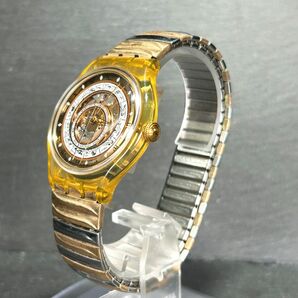 良品 SWATCH スウォッチ AUTOMATIC オートマチック AG1993 腕時計 機械式 自動巻き 3針 アナログ スケルトン クリアイエロー 動作確認済みの画像5