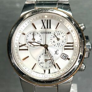 良品 CITIZEN シチズン XC クロスシー エコドライブ H504-T012485 腕時計 ソーラー アナログ クロノグラフ ステンレススチール 動作確認済の画像3