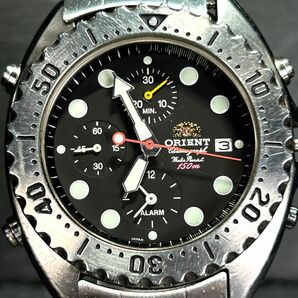 ORIENT オリエント クロノグラフ ダイバーズ TA03-000 腕時計 クオーツ アナログ カレンダー 回転ベゼル ステンレススチール ブラックの画像3