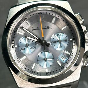 美品 Paul Smith ポールスミス F520-T008402 腕時計 クオーツ アナログ クロノグラフ カレンダー ステンレススチール グレー 電池交換済み