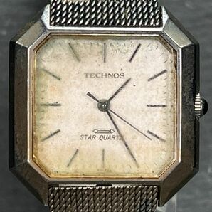TECHNOS テクノス STAR QUARTZ スタークオーツ 1112050 メンズ 腕時計 アナログ オールシルバー オクタゴン ステンレス 新品電池交換済みの画像1