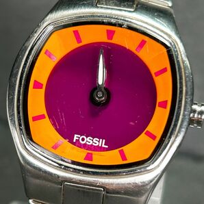 FOSSIL フォッシル BIG TIC ビッグティック JR-8335 腕時計 クオーツ アナデジ ステンレススチール ピンク×オレンジ文字盤 シルバーの画像2