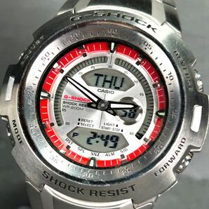 美品 CASIO カシオ G-SHOCK ジーショック コックピット G-740D-4AV 腕時計 クオーツ アナデジ 多機能 レッド ステンレス 新品電池交換済みの画像2