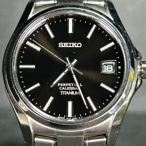 SEIKO セイコー SPIRIT スピリット パーペチュアルカレンダー SBQK077 腕時計 クオーツ アナログ チタニウム ブラック文字盤 動作確認済みの画像3