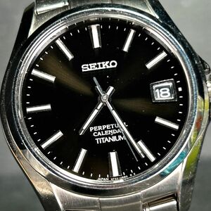 SEIKO セイコー SPIRIT スピリット パーペチュアルカレンダー SBQK077 腕時計 クオーツ アナログ チタニウム ブラック文字盤 動作確認済み