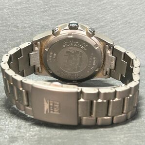 ELGIN エルジン FK-1205-C 腕時計 ソーラー アナログ クロノグラフ オールチタニウム カレンダー メンズ 回転ベゼル ラウンド 動作確認済みの画像6