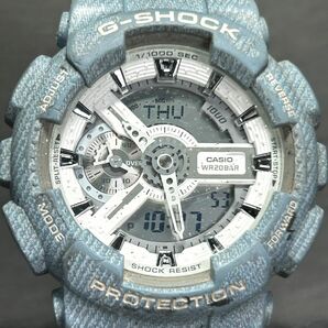 海外モデル CASIO カシオ G-SHOCK ジーショック GA-110DC-2A7 腕時計 クオーツ アナデジ 多機能 デニム ホワイト ステンレス 動作確認済みの画像3