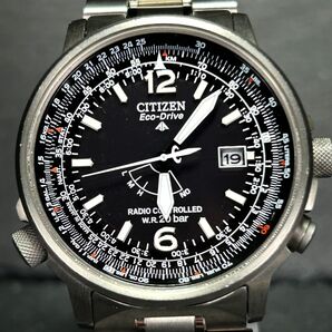 美品 CITIZEN シチズン PROMASTER プロマスター エコドライブ H411-T003745 腕時計 電波ソーラー アナログ カレンダー チタニウム メンズの画像3