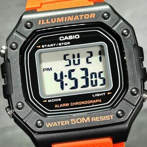 海外モデル 新品 CASIO カシオ スタンダード W-218H-4B2 腕時計 クオーツ デジタル カレンダー 多機能 ステンレス オレンジ×ブラック