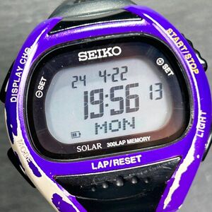 SEIKO セイコー スーパーランナーズ S680-00A0 腕時計 ソーラー デジタル ストップウォッチ カレンダー 多機能 パープル 動作確認済み