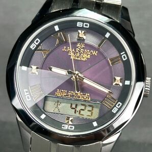 新品 J.HARRISON ジョンハリソン JH-071M ブラック×ゴールド文字盤 腕時計 電波ソーラー アナデジ 3石天然ダイヤモンド付 8面カットガラスの画像2