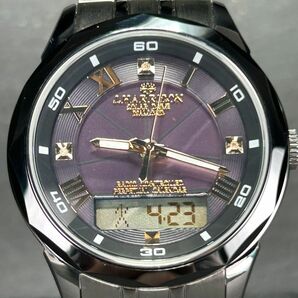 新品 J.HARRISON ジョンハリソン JH-071M ブラック×ゴールド文字盤 腕時計 電波ソーラー アナデジ 3石天然ダイヤモンド付 8面カットガラスの画像3