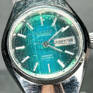 CITIZEN シチズン AUTOMATIC 4-661320 腕時計 自動巻き アナログ デイデイトカレンダー ステンレススチール グリーン文字盤 動作確認済みの画像1