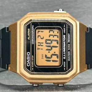 CASIO カシオ スタンダード W-217HM-9A 腕時計 クオーツ デジタル 多機能 ゴールド ブラック ステンレススチール ラバーベルト 動作確認済の画像4