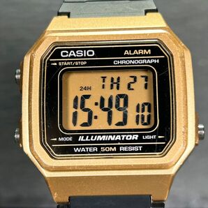 CASIO カシオ スタンダード W-217HM-9A 腕時計 クオーツ デジタル 多機能 ゴールド ブラック ステンレススチール ラバーベルト 動作確認済の画像3