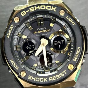 美品 CASIO カシオ G-SHOCK ジーショック G-STEEL ジースチール GST-W100G-1A 腕時計 電波ソーラー アナデジ ゴールド メンズ 動作確認済み