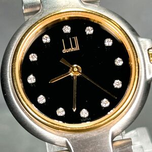  прекрасный товар dunhill Dunhill millenium 12P diamond комбинированный цвет наручные часы кварц аналог черный циферблат раунд батарейка заменена рабочее состояние подтверждено 