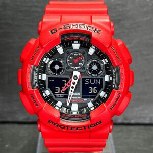 CASIO カシオ G-SHOCK Gショック GA-100B-4AJF メンズ 腕時計 アナデジ クオーツ カレンダー ラウンド ワイドフェイス 黒文字盤 レッド