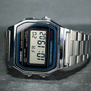 美品 CASIO カシオ クラシックスタンダード A158WA-1 メンズ デジタル 腕時計 チープカシオ メタルベルト ステンレス 新品電池交換済みの画像6