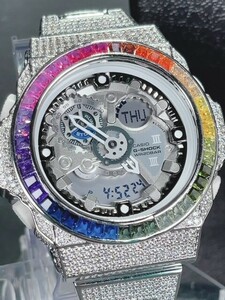 レインボーカスタム フルCZダイヤ 新品 カシオ CASIO ジーショック G-SHOCK GA-300 デジアナ 腕時計 カスタムジーショック フルカスタム