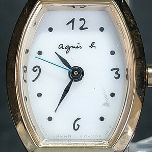 agnes b. アニエスベー SOLAR! ソーラー V117-KPZ0 アナログ 腕時計 ホワイト文字盤 ゴールド メタルベルト スモールサイズ 動作確認済みの画像1